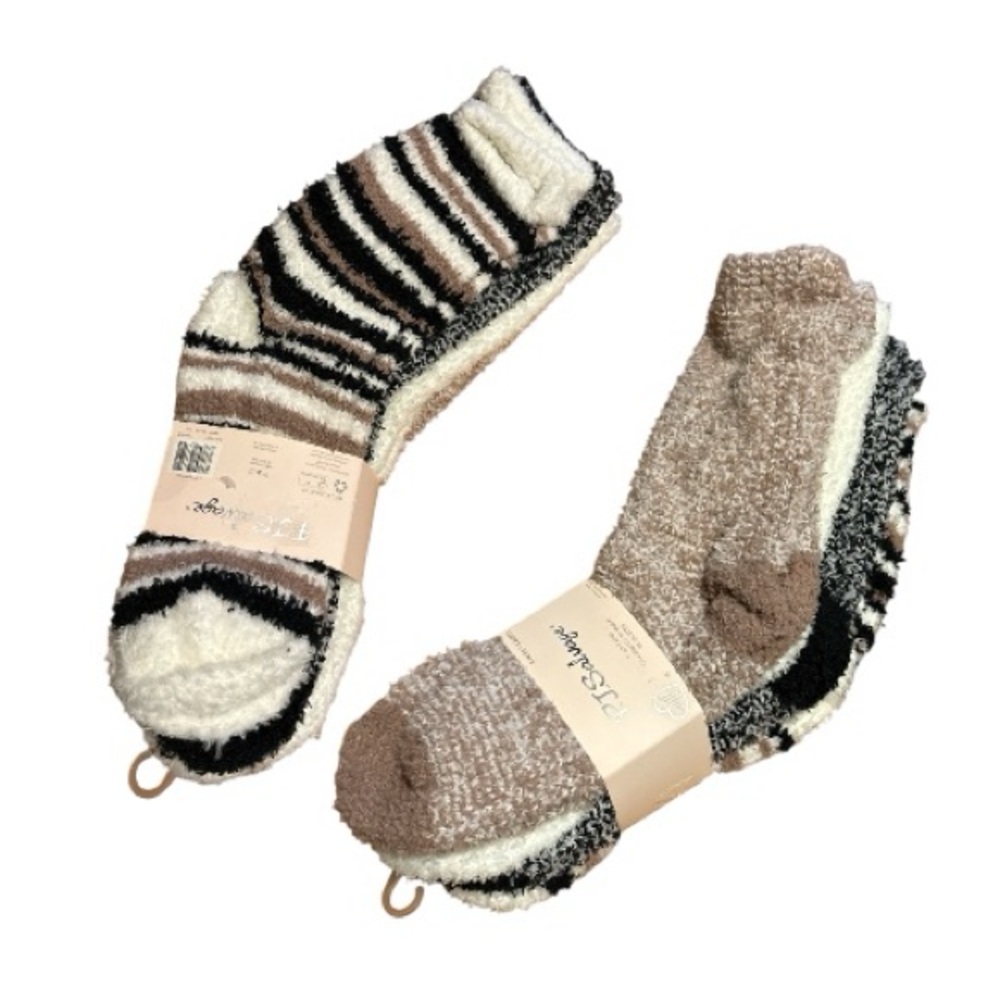NWT P.J. Salvage Fuzzy Socks in Black, White,Brown, & striped